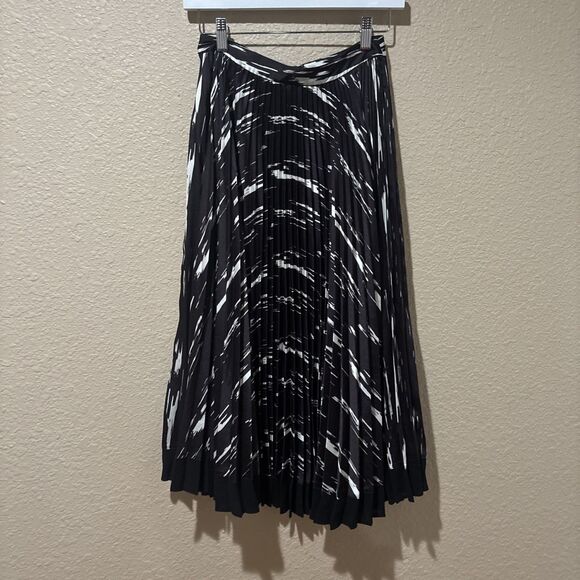 3.1 Phillip Lim Maxi Skirt Womens Size 0 Pleated Lined Abstract Wood Mocha NWT - Picture 3 of 9